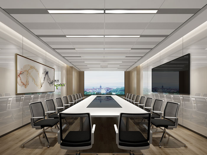 杭州环保公司办公室会议室装修设计效果图